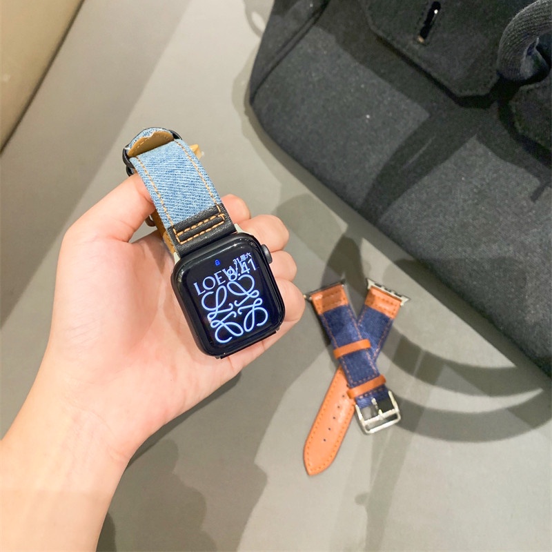 Dây Đeo Bằng Da Cao Bồi Mới 2022 Cho iWatch series 8 7 6 SE 5 4 3 2 1 44mm 41mm 45mm 38mm 42mm 40mm