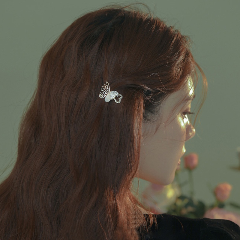 (MớI) Kẹp TóC HìNh Bươm BướM ĐíNh NgọC Trai Giả Dễ Thương Cho Nữ