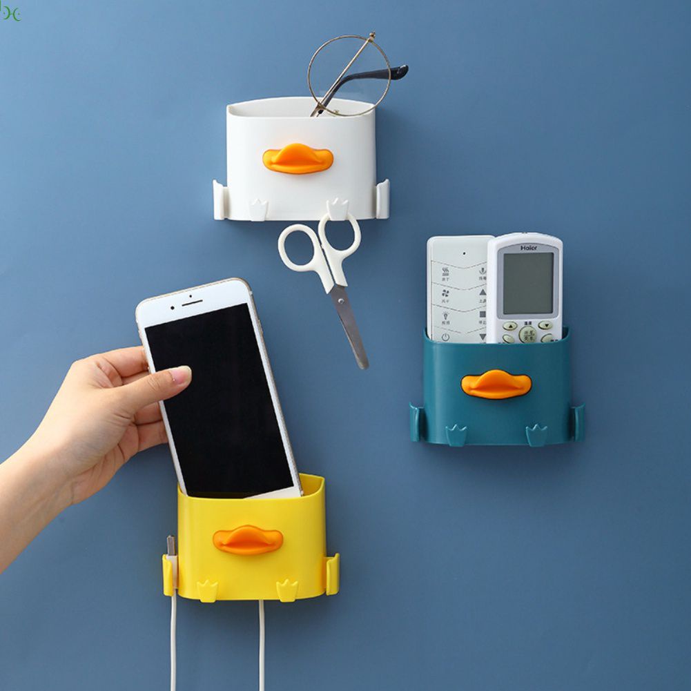 【 24 Giờ Delivery】 Phẳng Danh Pháp Hai Phần Vịt Hoạt Hình Treo Tường Hộp Lưu Trữ Phòng Khách Bảng Điều Khiển Từ Xa Điện Thoại Di Động hộp Bảo Quản Móc Chìa Khóa Đựng Bút