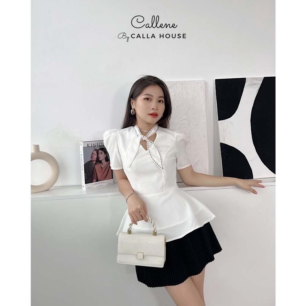 Áo cột nơ viền chỉ nổi Callene (L1682)