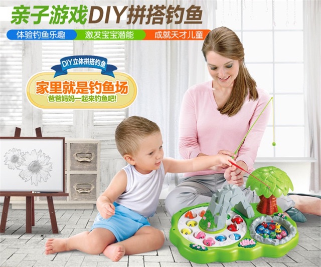 Bể câu cá hòn non bộ đồ chơi, 2 hồ câu có âm thanh
