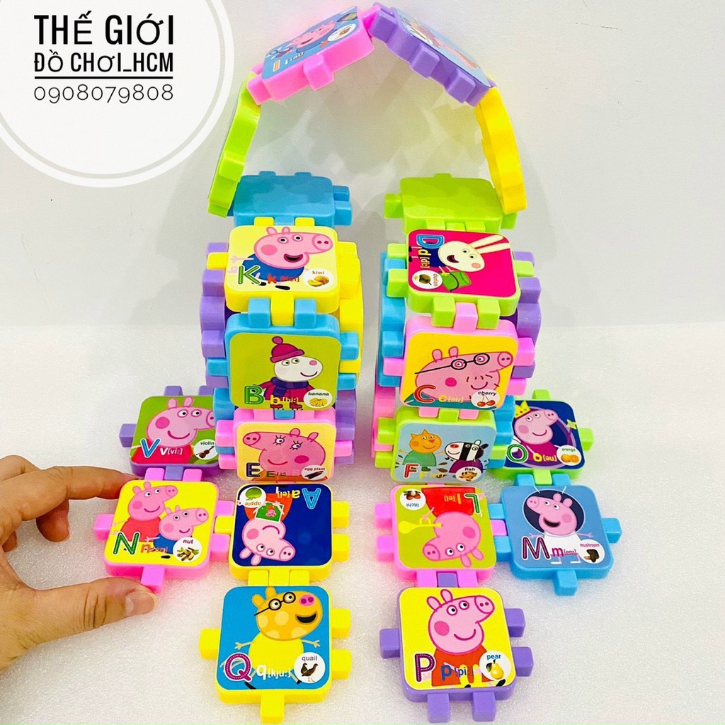 [HOT-BỔ ÍCH] Đồ chơi thảm lắp ghép/ xếp hình heo Peppa/ Kitty cho bé thoả sức sáng tạo, lego lắp ghép thảm, nút lớn 8523