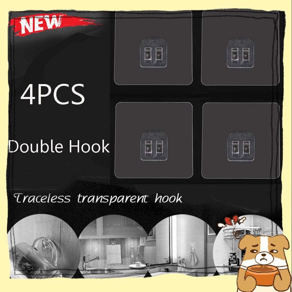 Set 1/4 Móc Treo Đồ Gắn Tường Trong Suốt Chống Thấm Nước Tiện Dụng