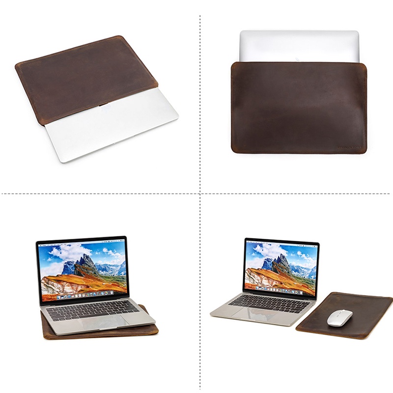 Túi da thật CONTACT'S FAMILY bảo vệ Laptop Macbook Pro Air 13/15