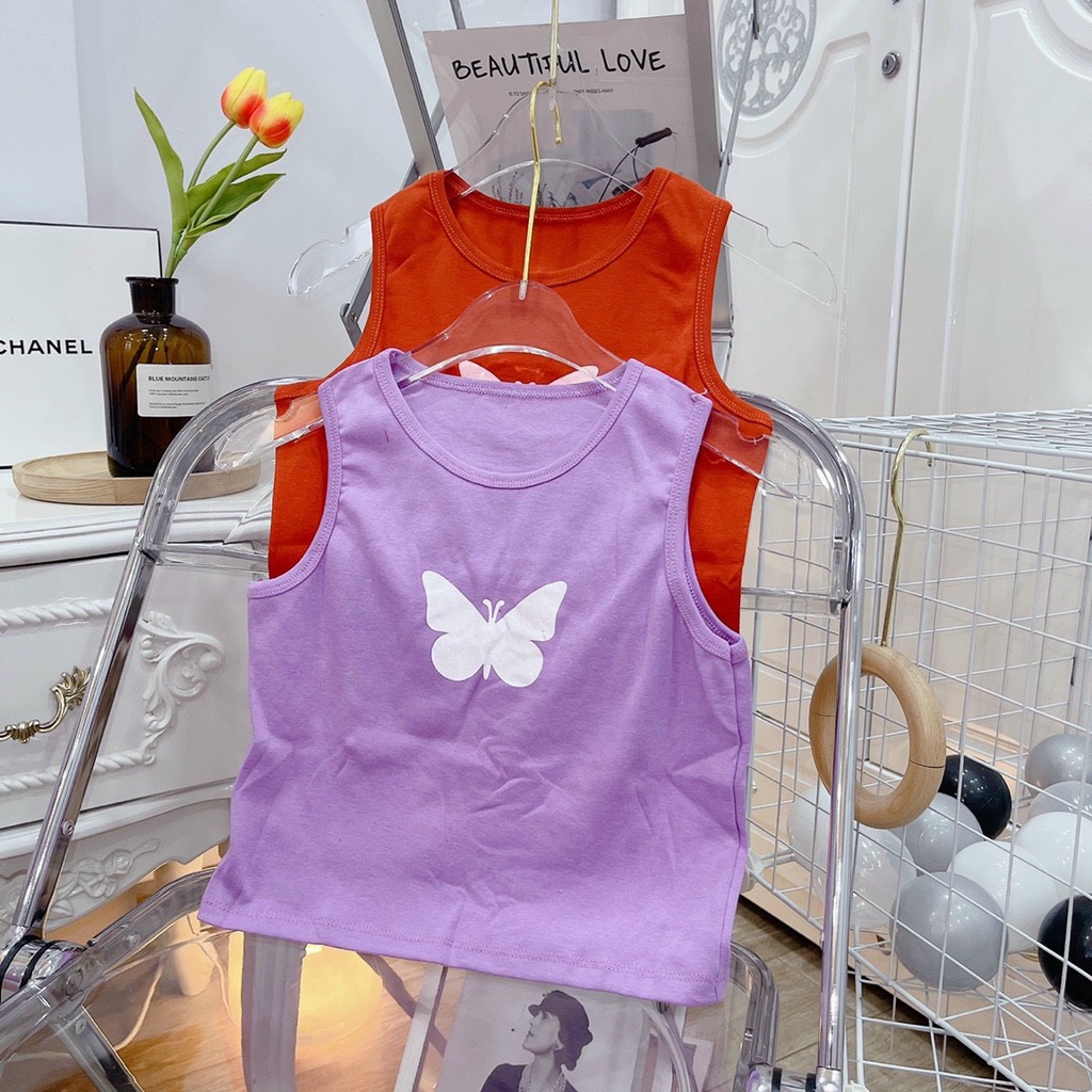 Áo kiểu ba lỗ croptop in hình con bứm trắng cực xinh , chất thun bozip mềm mịn