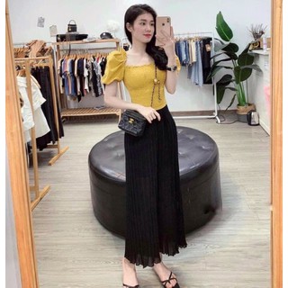 Áo cổ vuông tay bồng chun nhún