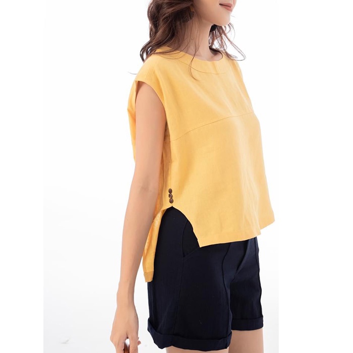 Set linen đi chơi áo form rộng kèm quần short trẻ trung, thời trang phong cách trẻ