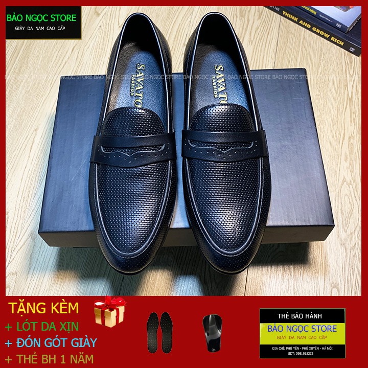 {XẢ KHO GIÁ SỐC} Giày Lười Nam Da Bò Dập Vân Chấm Băng Đục Cao Cấp - Đế Cao Su Đúc - Bảo Hành 12 Tháng - Mã K2219