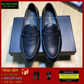 {XẢ KHO GIÁ SỐC} Giày Lười Nam Da Bò Dập Vân Chấm Băng Đục Cao Cấp - Đế Cao Su Đúc - Bảo Hành 12 Tháng - Mã K2219