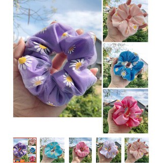 Sỉ 10 dây cột tóc 2 lớp cúc họa mi trộn màu