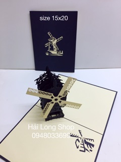 Cối Say Gió 3 - The Windmill  - Thiệp 3D ( màu Xanh Blue )