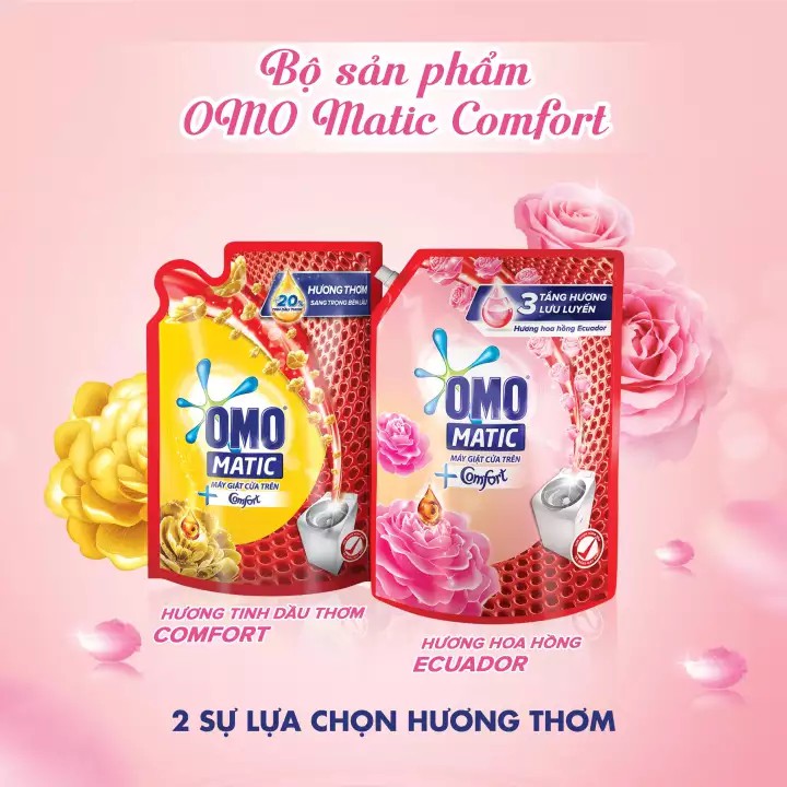 Nước giặt OMO Matic Comfort Hương Hoa Hồng túi 2.3KG (MỚI)