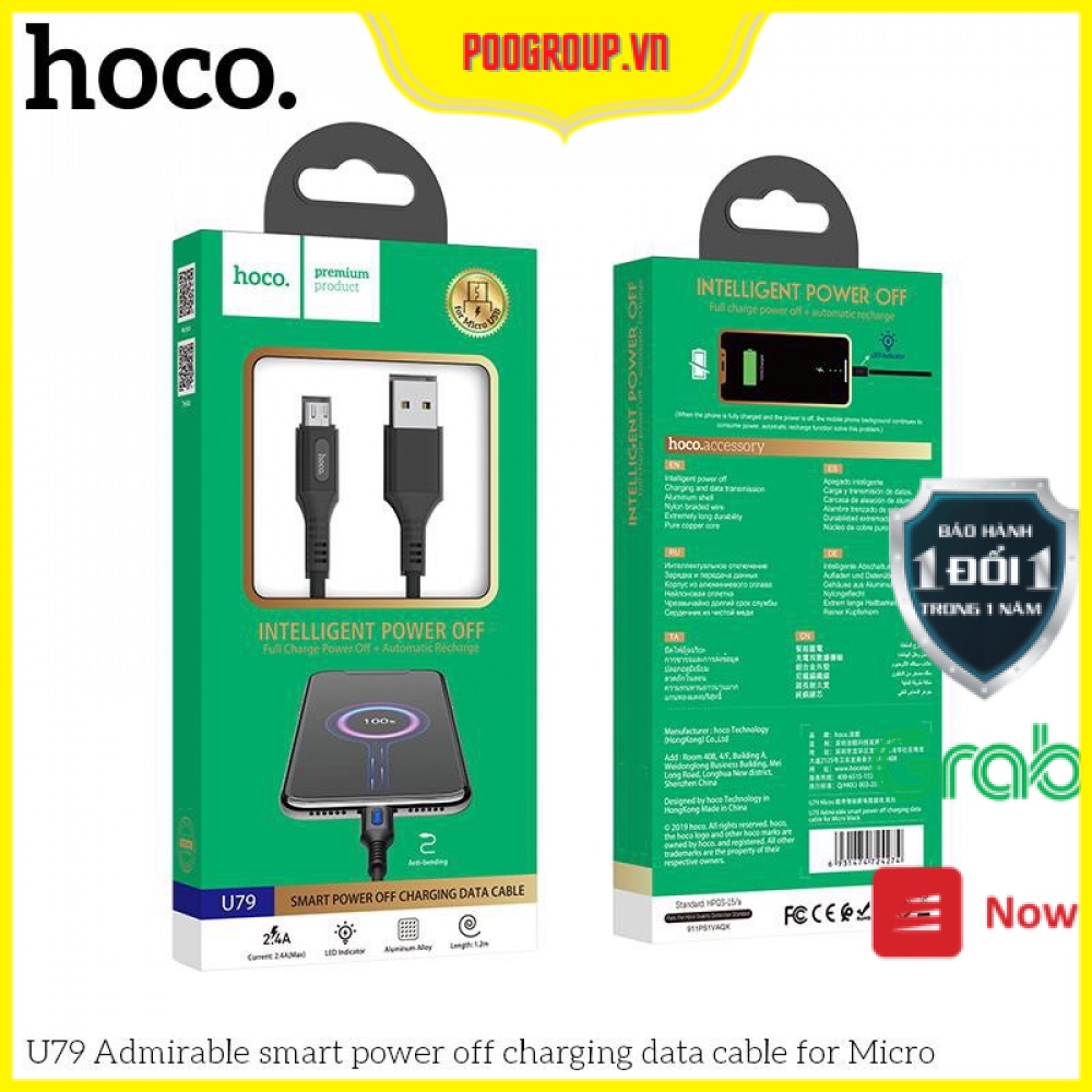 [🔥 Chính Hãng] Cáp sạc hoco u79 ip / micro / typeC chống cháy thông minh - BH lỗi 1 đổi 1 poogroup