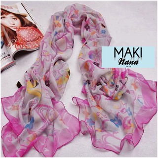 Khăn VOAN quàng cổ 23 flower ghi nhạt lili 2019 chiếc khăn choàng cổ hoa nhí siêu đẹp