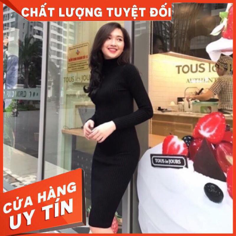 Váy Len Tăm Body - Dáng Maxi Dài Qua Gối