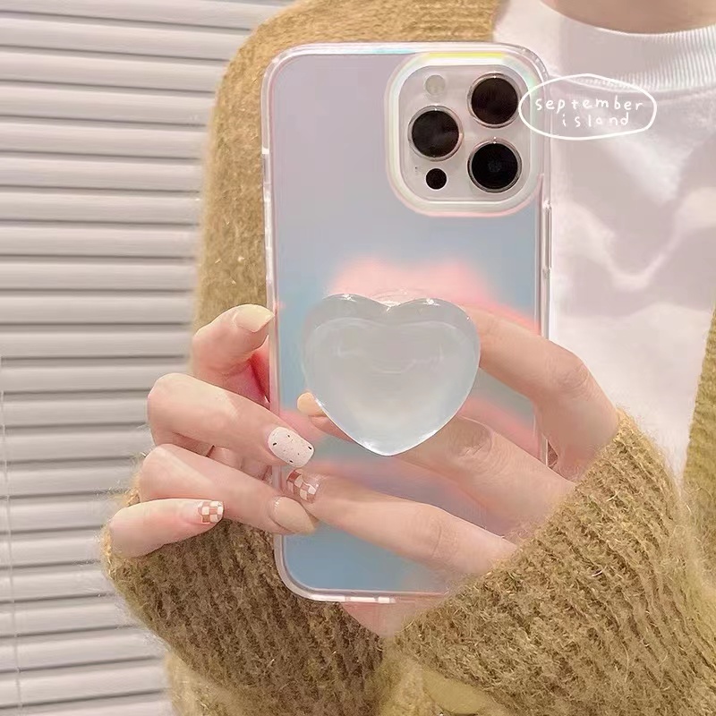 Ốp Điện Thoại Mặt Nhám Chống Sốc Màu Laser Họa Tiết Trái Tim Sang Trọng Cho iPhone 14 Pro Max 13 11 12 Pro Max X XS 7 8 Plus SE 2020