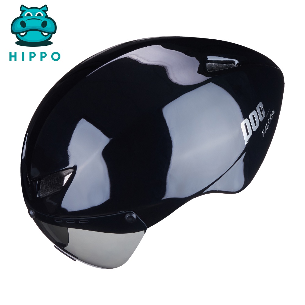 Mũ bảo hiểm xe đạp thể thao Poc Falcon siêu nhẹ chính hãng màu đen bóng - HIPPO HELMET