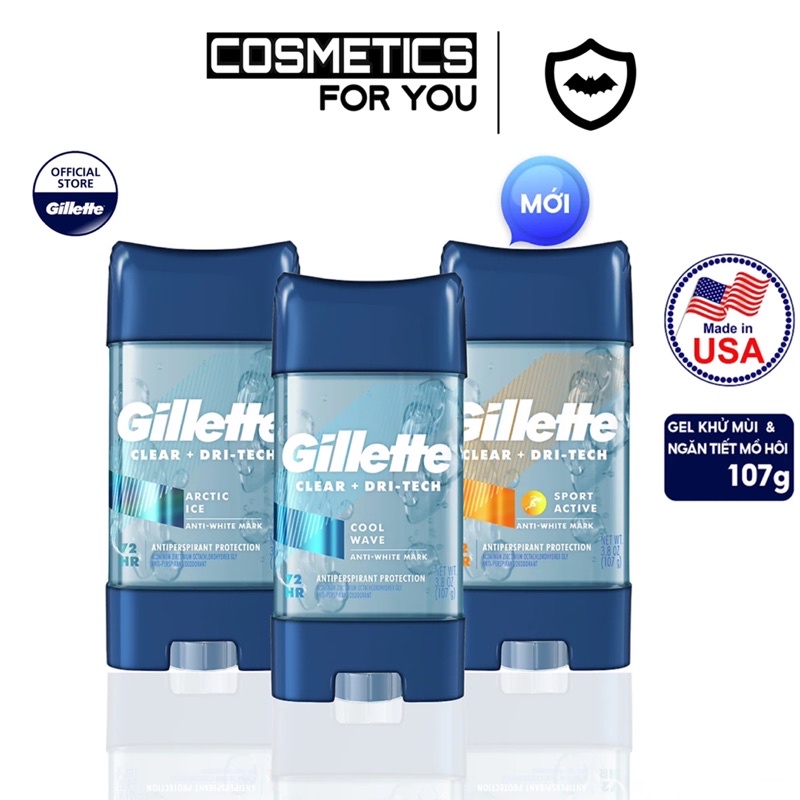 LĂN KHỬ MÙI GILLETTE CLEAR GEL 107G SPORT ACTIVE | COOL WAVE | ARTIC ICE | GEL KHỬ MÙI GILLETTE USA 107G