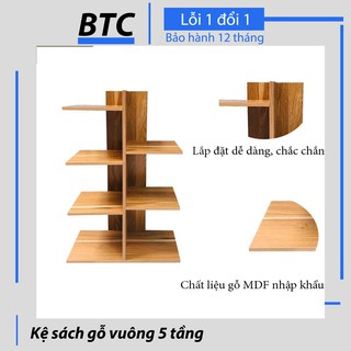 Kệ Sách Gỗ Vuông 5 Tầng Tiện Lợi - Gỗ MDF nhập khẩu  Chất liệu gỗ cao cấp chống mọt chống nước | Lỗi 1 đổi 1 BTC.8686