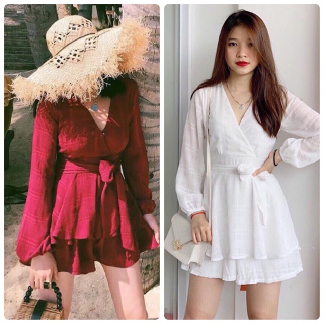 JUMPSUIT TẦNG CỔ V CỘT EO
