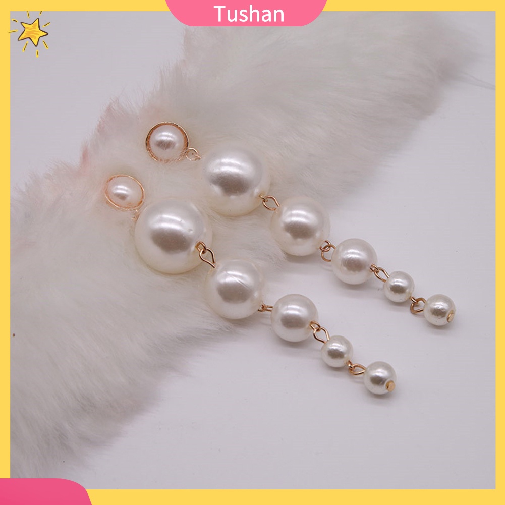 Khuyên Tai Dáng Dài Đính Ngọc Trai Nhân Tạo Thời Trang Cho Nữ