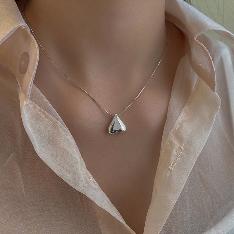 Vòng cổ Thép Titan Mặt Trái Tim Và Hạt Đậu Đơn Giản Thanh Lịch Dành Cho Nữ