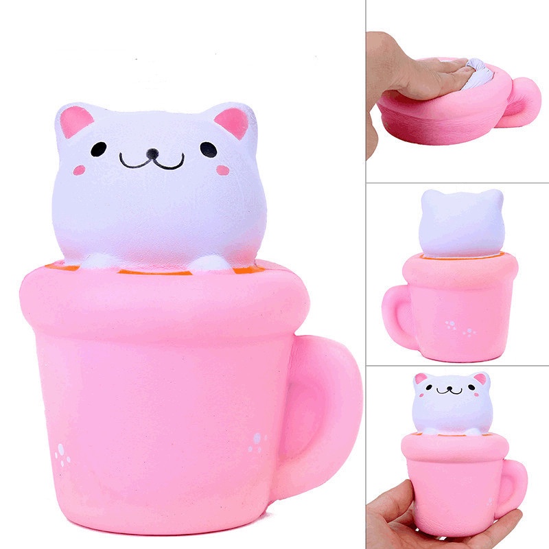 Đồ Chơi Squishy Hình Cốc Mèo Dễ Thương - Squishy Chậm Tăng Có Mùi Thơm Nhẹ