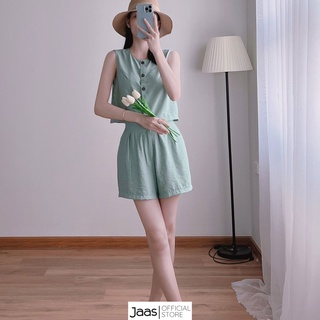 JAAS Set bộ nữ áo sát nách quần short lưng thun chất lụa cao cấp