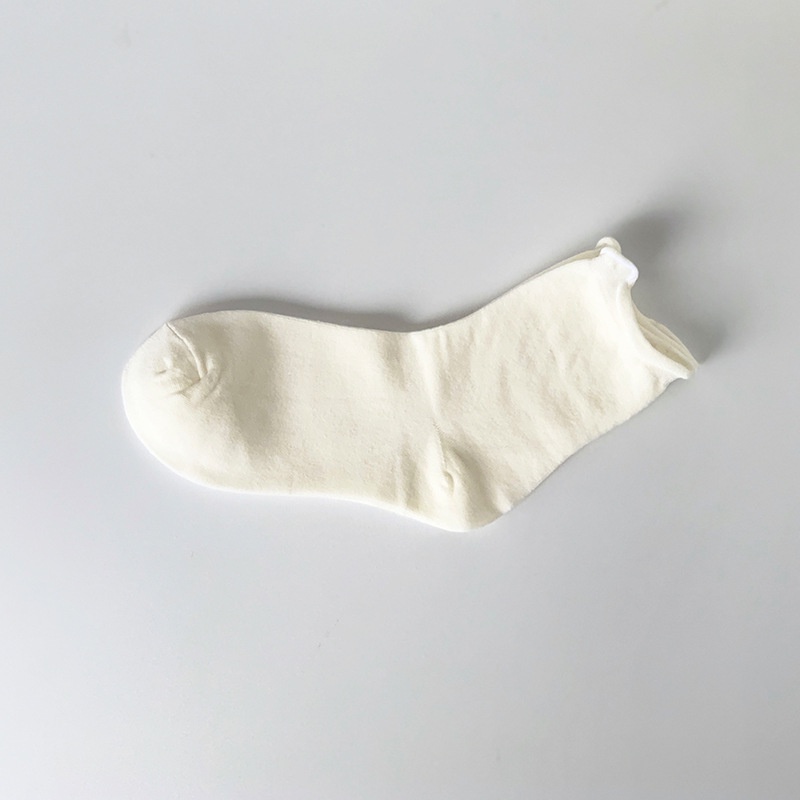 Vớ cotton Phối Ren Mỏng Màu Trơn Dễ Thương Phong Cách Nhật Bản
