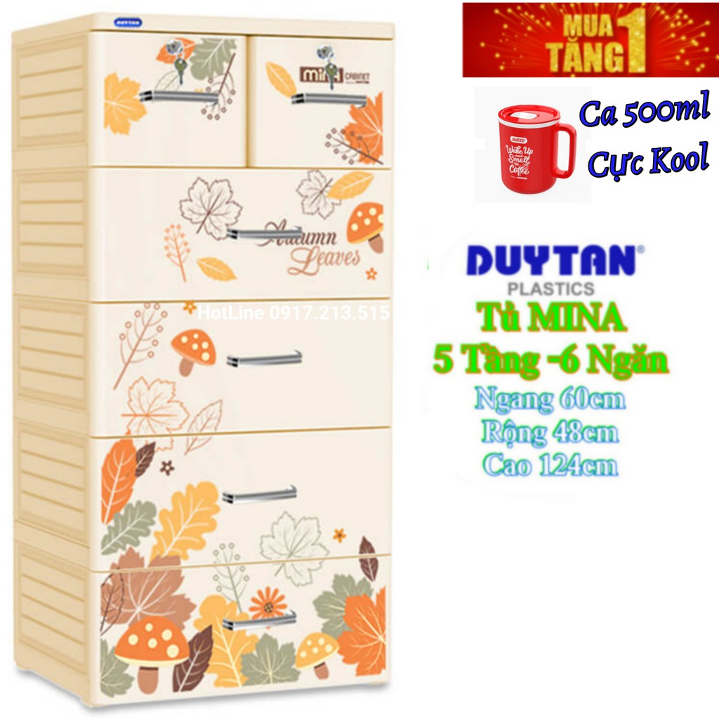 Tủ nhựa duy tân Mina 5 TẦNG -6 NGĂN Gấu Tuyết