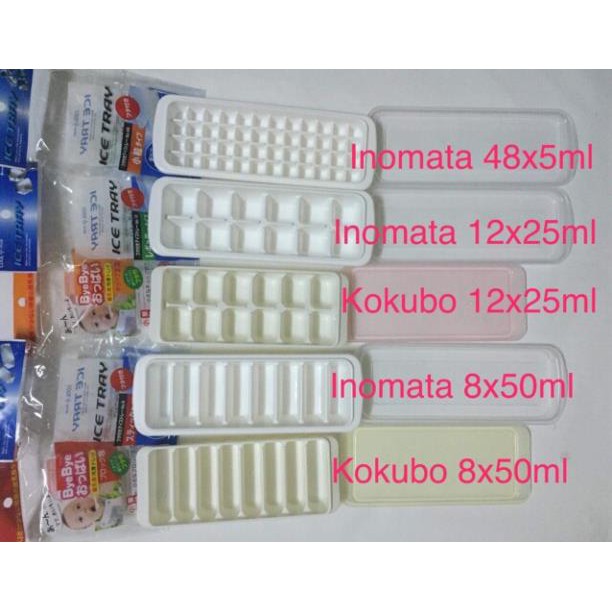 [Có Nắp Đậy] Khay Trữ Đông Đồ Ăn Dặm, Đựng Đá Có Nắp 8,12,48 Ngăn ICE TRAY INOMATA