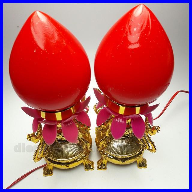 Đèn bàn thờ hình Sen Đào Đỏ 25cm cực đẹp - Điện Việt