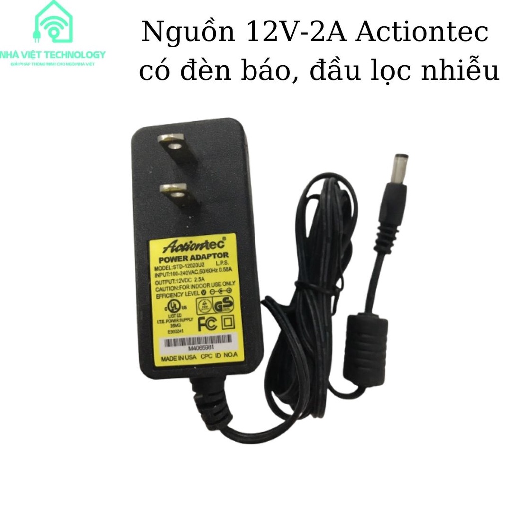 Nguồn Adapter Actiontec 12V-2A Loại Tốt Tem Vàng Có Đèn Báo Có Đầu Lọc
