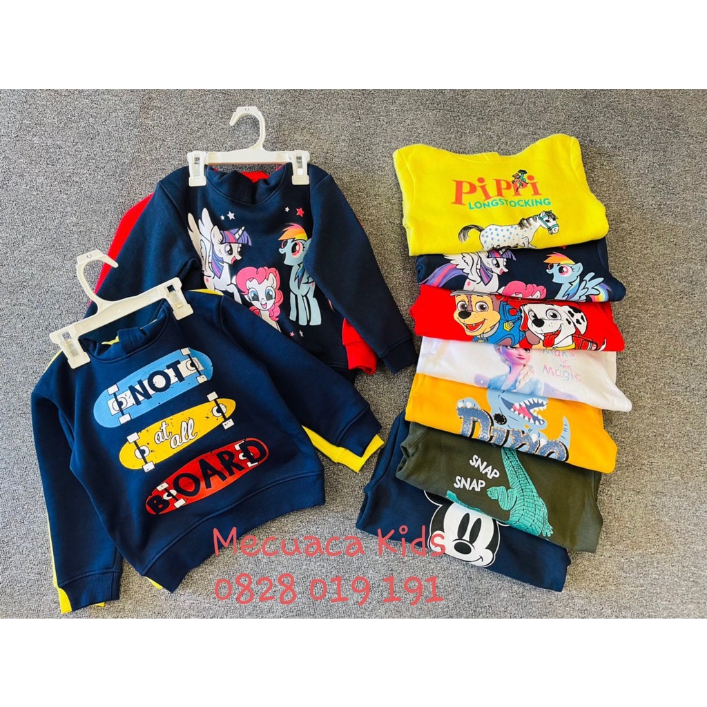 [1,5-10y] áo hoddie nỉ bông dài tay có mũ thu đông dày dặn Disney chó cứu hộ- mickey-  khủng long cho bé trai