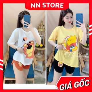 Đồ bộ đùi nữ mặc nhà phom to chất thun mềm mịn mát in gấu in họa tiết dễ thương TP94