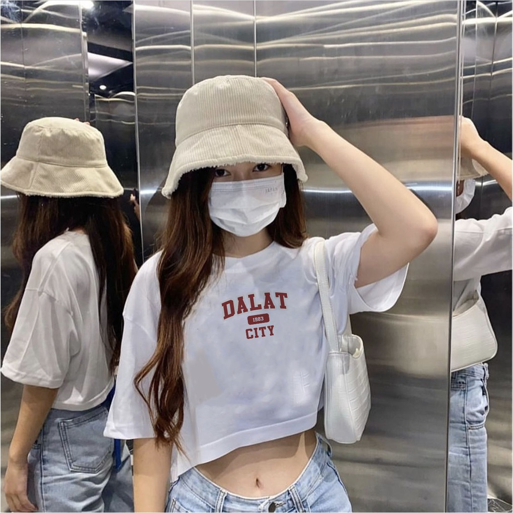 Áo croptop nữ tay ngắn cổ tròn vải thun cotton kiểu hàn quốc CR046 Miucho in hình hoạ tiết