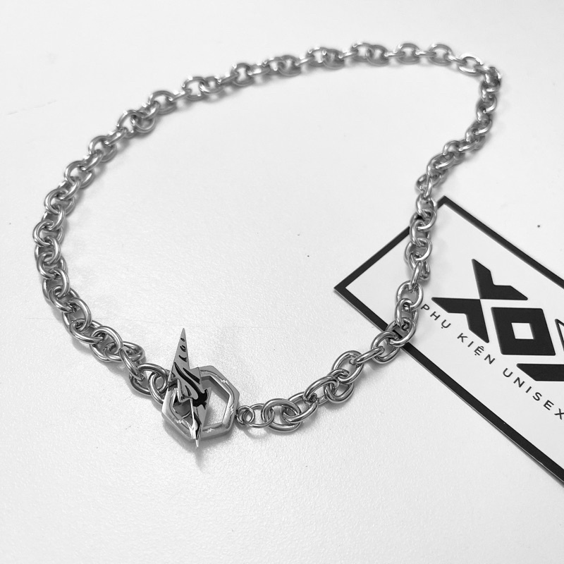 Vòng Cổ Nam Hình Tia Sét Bằng Thép Titan Khoá Cài OT - Dây Chuyền Tia Chớp Không Gỉ Phong Cách Streetwear Hiphop