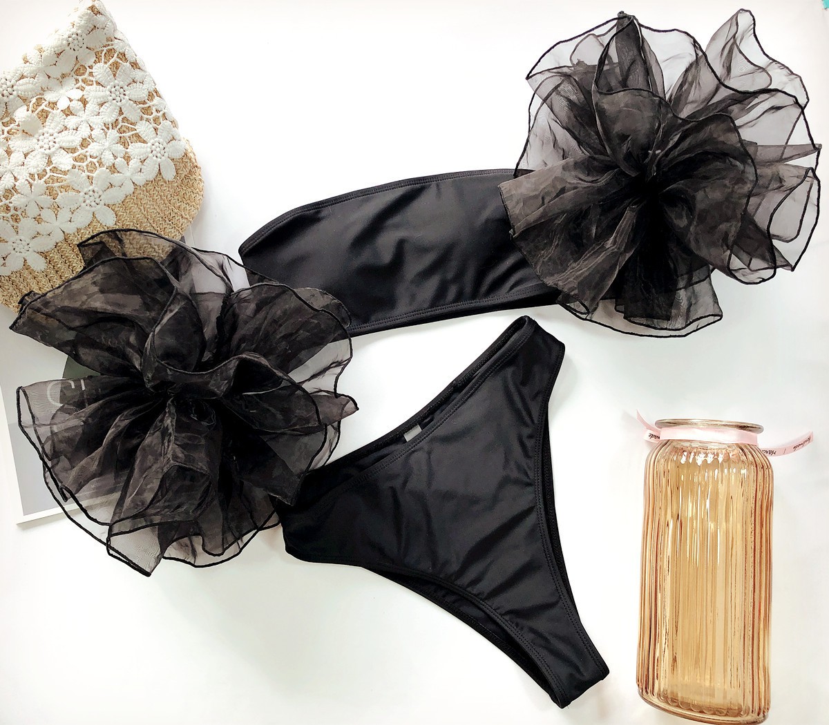 Bộ bikini chiffon phối ren có thể tháo tay áo phong cách công chúa cho nữ | BigBuy360 - bigbuy360.vn