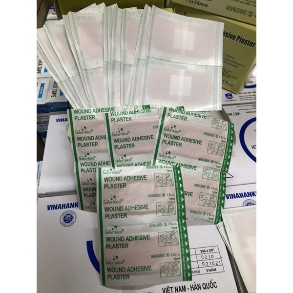 ❤ Hộp 100 miếng Băng dán cá nhân bản lớn GREETMED 72 x 38mm BĂNG DÁN VẾT THƯƠNG CÓ GẠC BẢN LỚN 72mm x 38mm