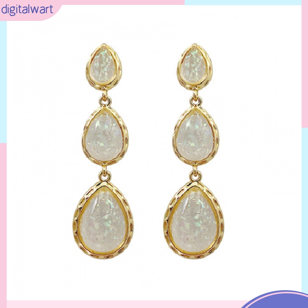 Đôi Khuyên Tai Dáng Dài Hình Giọt Nước Đính Đá Thời Trang Cho Nữ