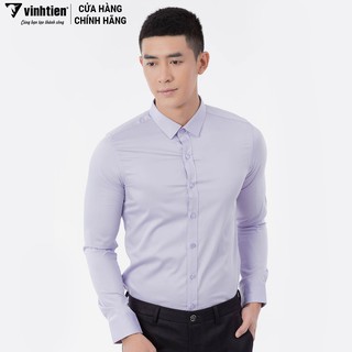 Áo Sơ Mi Bamboo Dài Tay Không Túi Slimfit Vĩnh Tiến - Tím nhạt