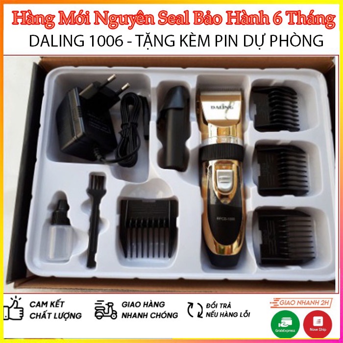 Tông đơ cắt tóc Daling 1006 công suất 12W tặng kèm pin dự phòng, tông đơ hút tóc tặng kèm 8 món phụ kiện. Hàng sẵn.