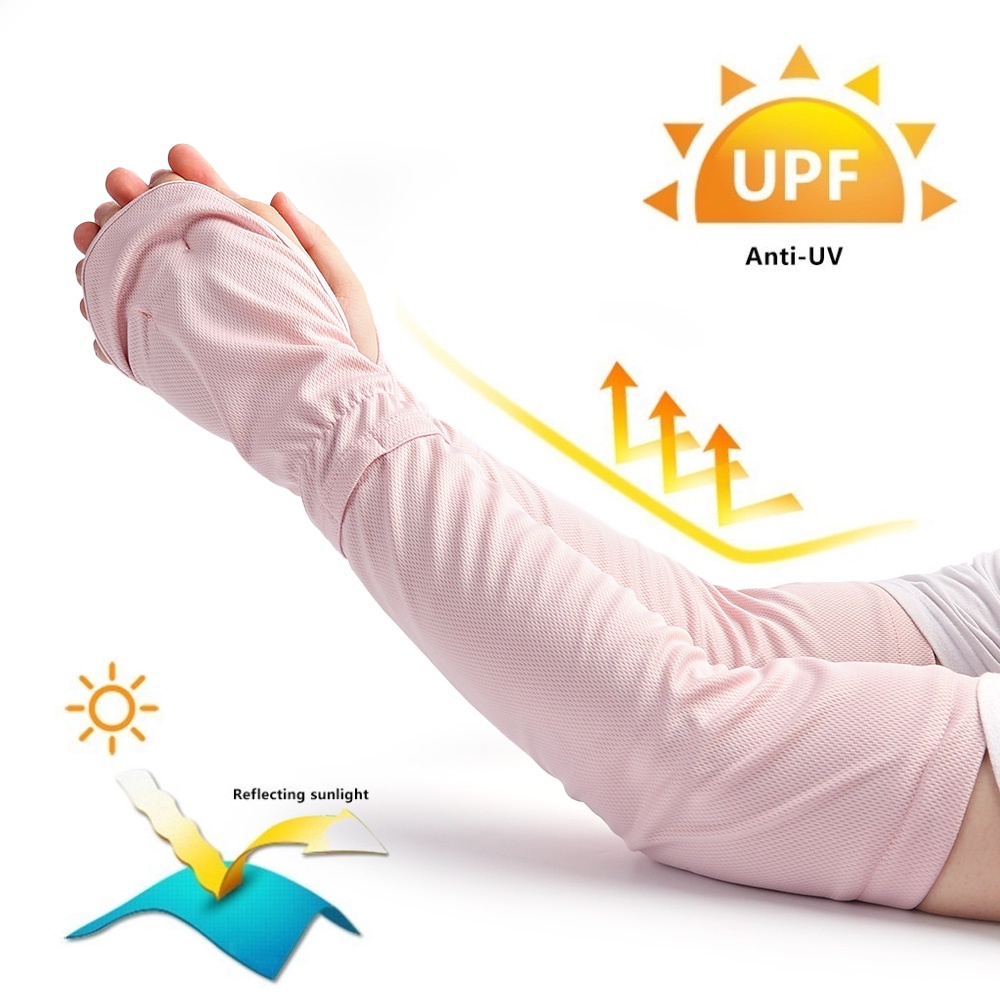 Cặp Găng Tay Dài Hở Ngón Chống Tia UV Tiện Dụng Ốp
