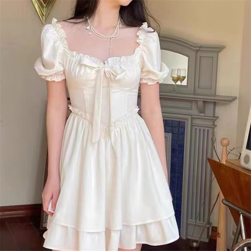 đầm trắng đầm bigsize nữ đầm tay phồng đầm hở lưng đầm nữ váy ngắn đầm vintage đầm đi tiệc váy tiểu thư sang chảnh đầm cổ vuông đầm hở lưng váy nơ váy bánh bèo nữ
