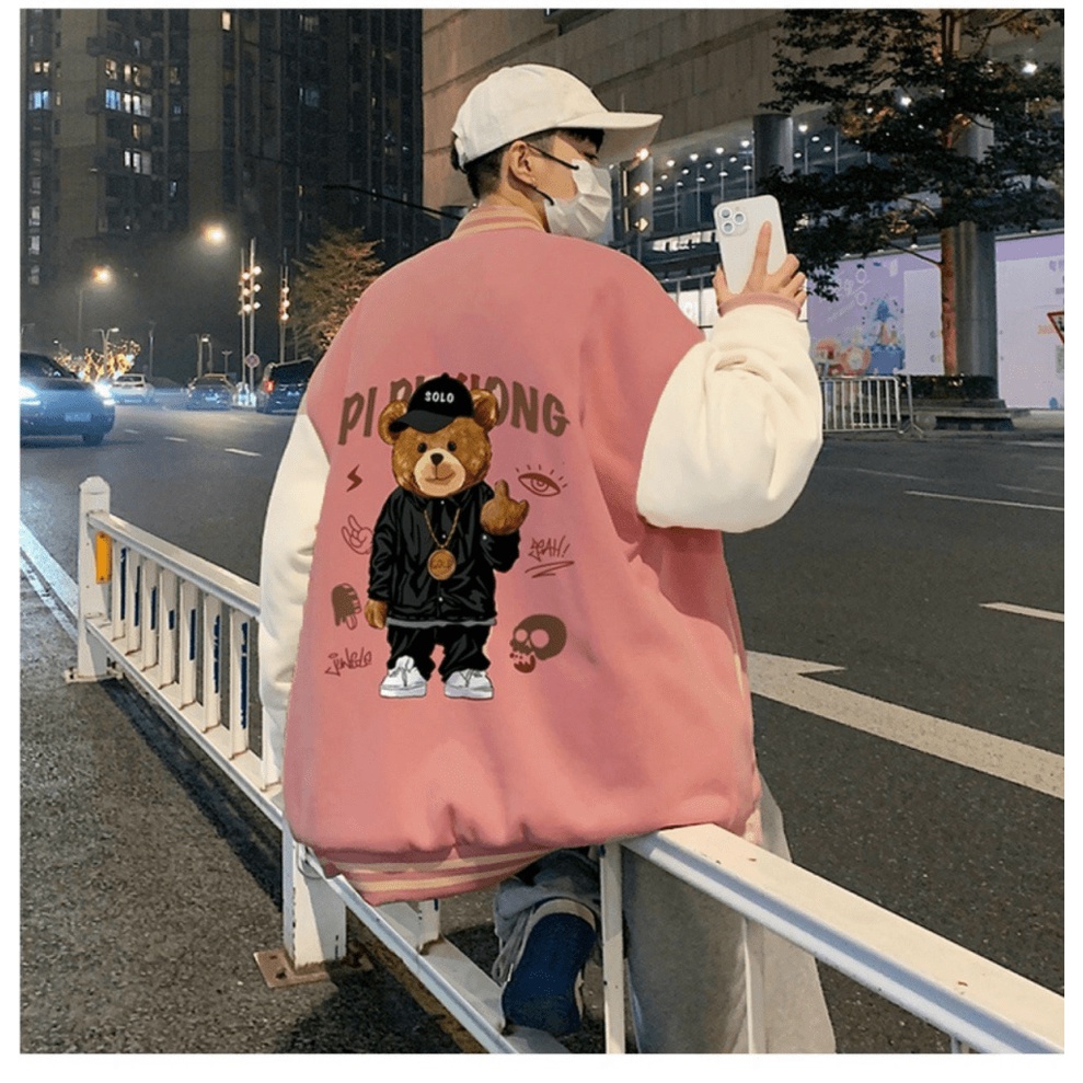 (FREE SHIP) ÁO KHOÁC BOMBER NAM NỮ HỌA TIẾT GẤU HIPHOP TRẺ TRUNG NĂNG ĐỘNG CHẤT LỪ TK 2022