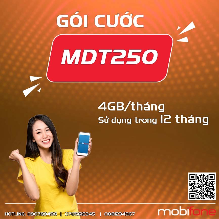 Sim MDT250A Mobifone 5GB/tháng sử dụng 12 tháng