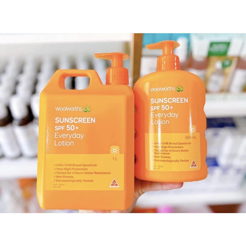 Úc- Kem chống nắng Woolworths everyday sunscreen spf 50+ cho cả gia đình