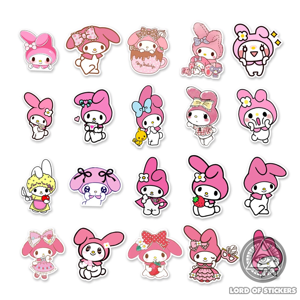 Set 50 Nhãn Dán My Melody Sticker Cute Nhân Vật Hoạt Hình Dễ Thương Chống Thấm Nước Trang Trí Mũ Bảo Hiểm, Laptop, Sổ