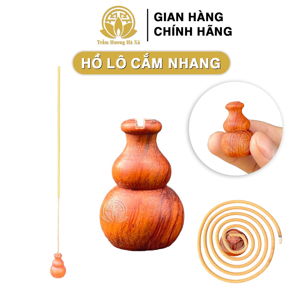 Đế hồ lô gỗ cắm nhang trầm hương HÀ XÁ nhang khoanh và nhang cây cao cấp tiện dụng