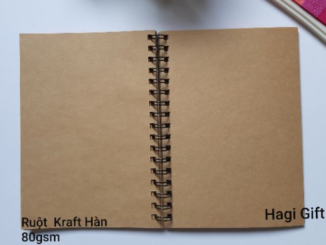 Sổ tay Vintage ruột giấy kraft Hàn trơn, bìa đen hoặc nâu